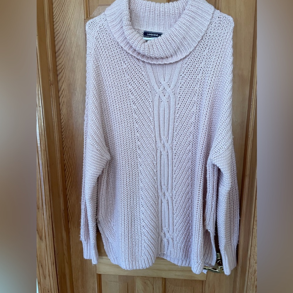 Women’s Petite Lands' End Soft Pink Cowl Neck Sweater